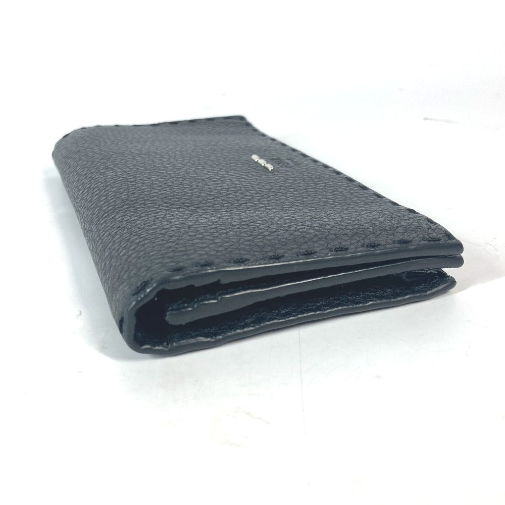 FENDI Long Wallet Purse 7M0186 leather black stitch Celeria unisex(Unisex) Used Authentic