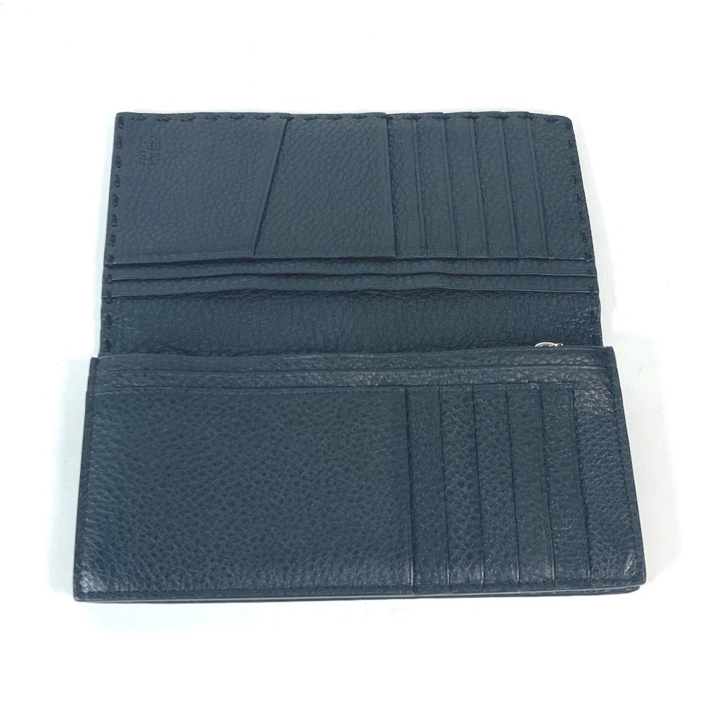 FENDI Long Wallet Purse 7M0186 leather black stitch Celeria unisex(Unisex) Used Authentic
