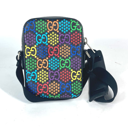 GUCCI Shoulder Bag 598103 leather Black x multicolor GG psychedelic Crossbody unisex(Unisex) Used Authentic