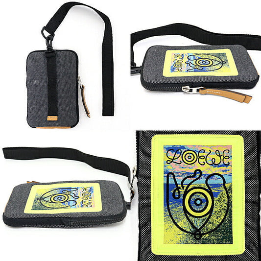 LOEWE Pouch canvas black Neck pouch EYE NATURE CASE