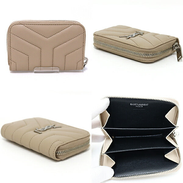SAINT LAURENT Coin case 530836 leather Dark beige Cassandra