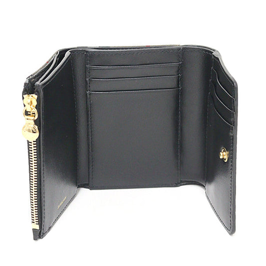 BURBERRY Tri-fold wallet Leather, Polyurethane black Burberry check Women Used Authentic