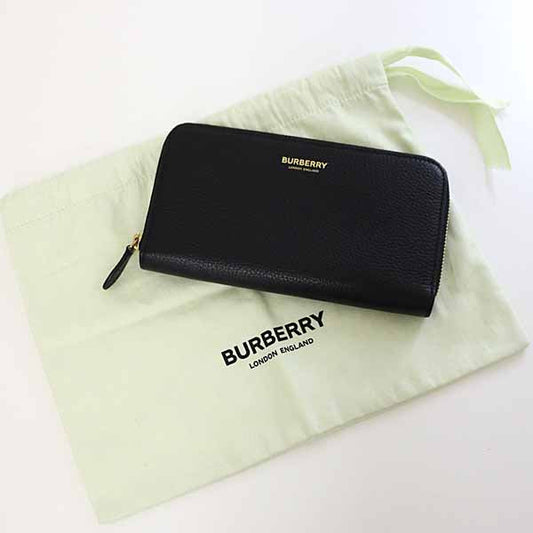 BURBERRY Long Wallet Purse 80840411 leather black Zip Around mens(Unisex) Used Authentic