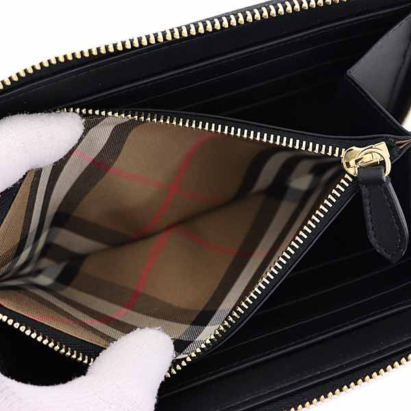 BURBERRY Long Wallet Purse 80840411 leather black Zip Around mens(Unisex) Used Authentic