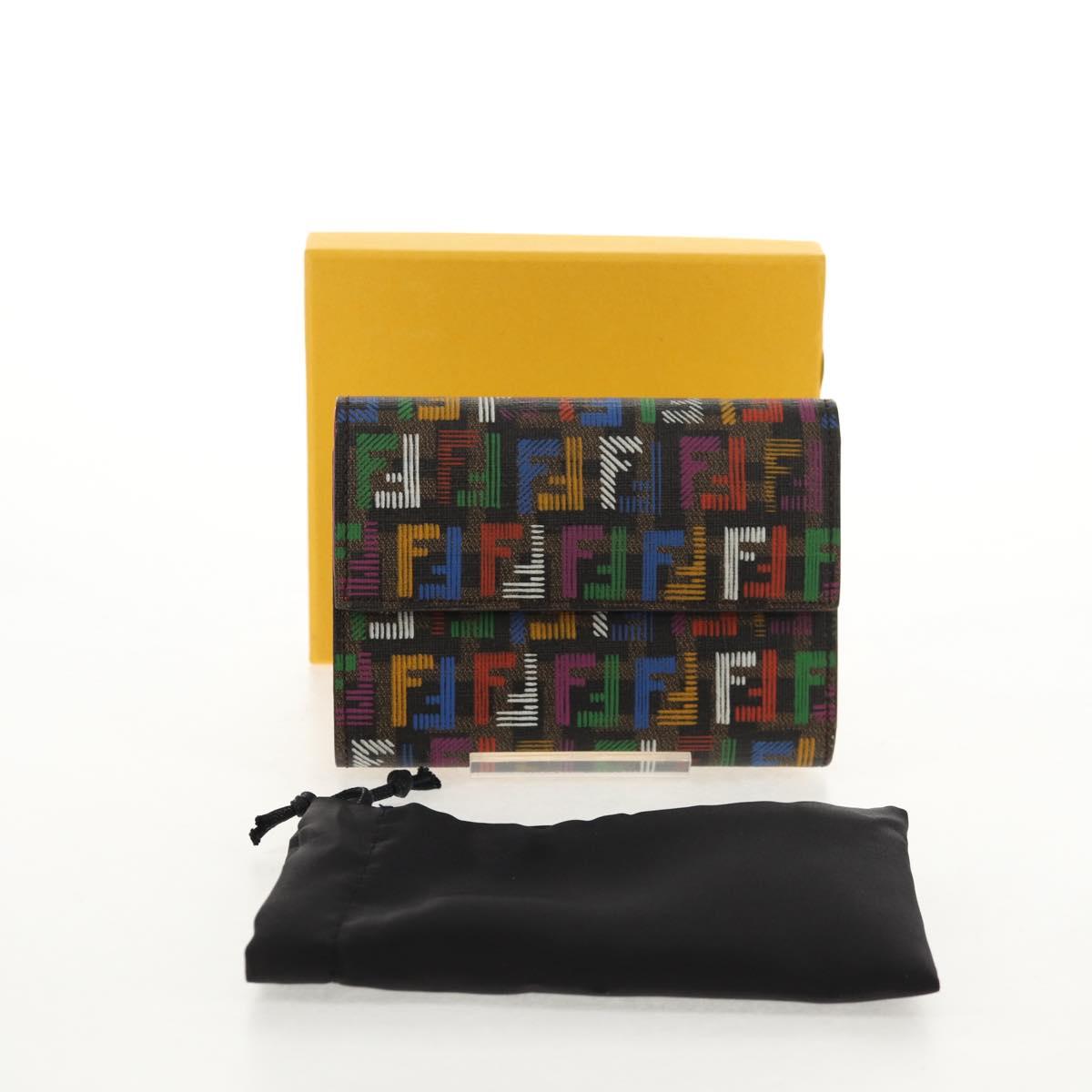FENDI Zucca Canvas T rifold Wallet Multicolor Gold