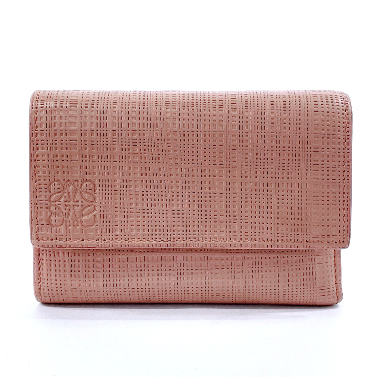 LOEWE Tri-fold wallet leather pink linen Compact wallet