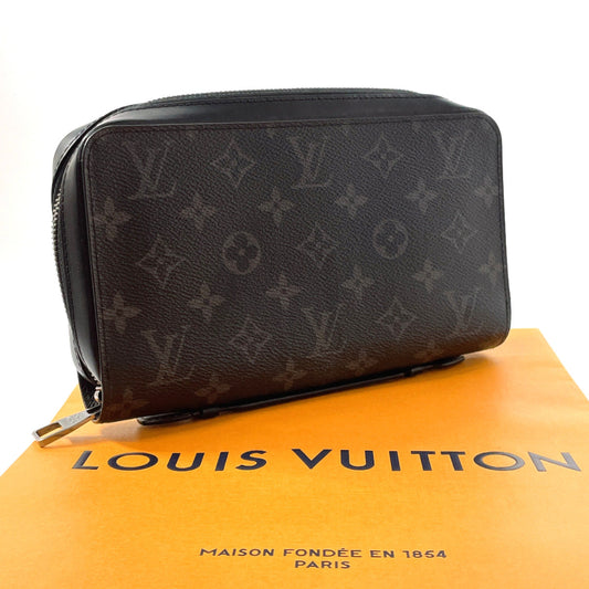 LOUIS VUITTON Long Wallet Purse M61698 Monogram Eclipse black Zippy XL mens Used Authentic