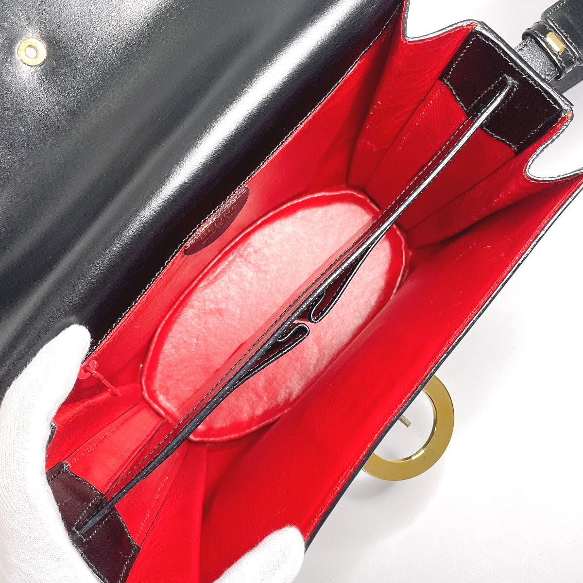 CELINE Shoulder Bag leather black vintage Circle logo