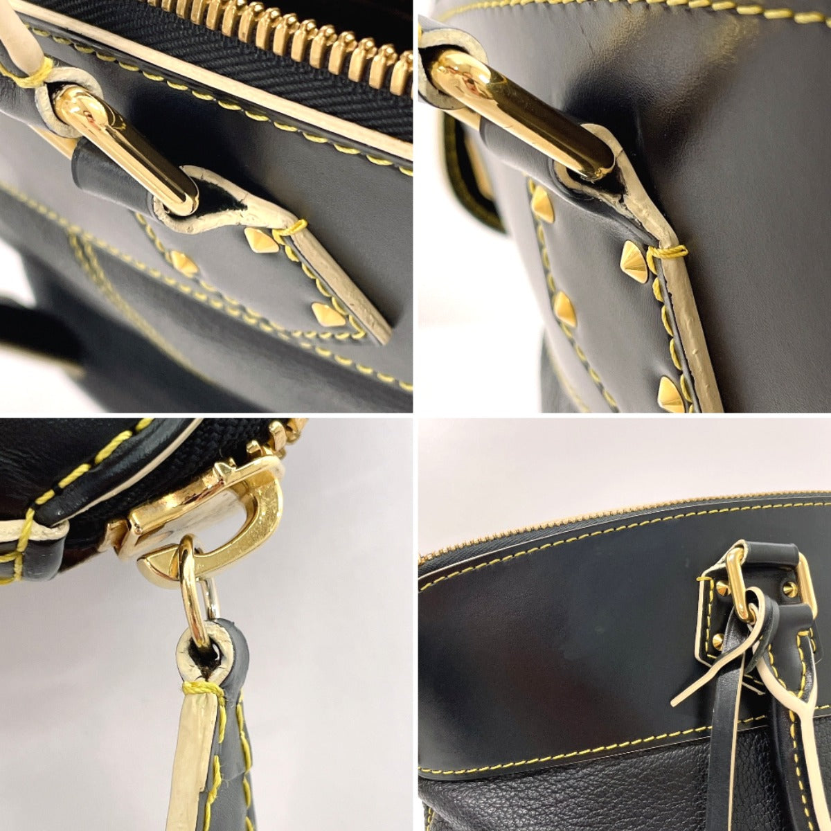 LOUIS VUITTON Handbag M91875 leather black Suhari Lockit MM