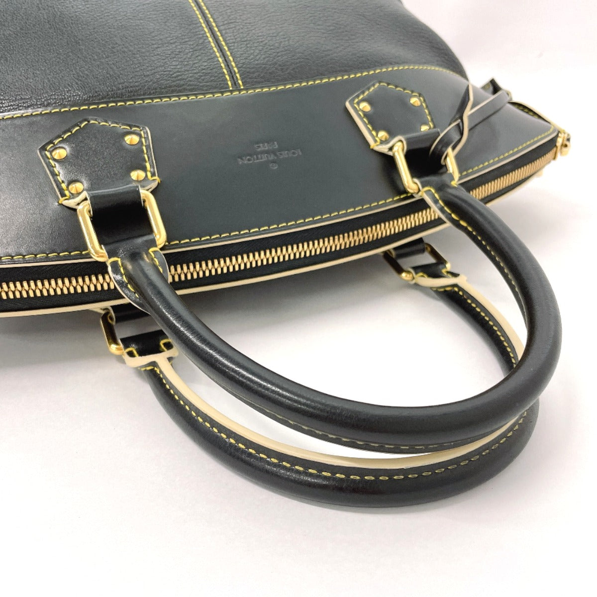 LOUIS VUITTON Handbag M91875 leather black Suhari Lockit MM