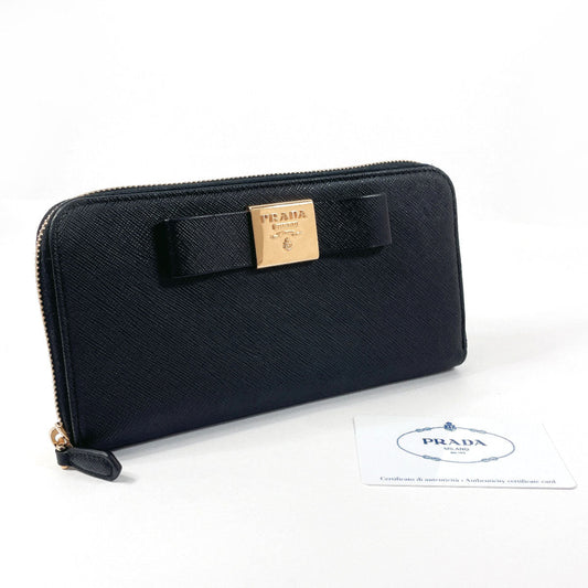 PRADA Long Wallet Purse Safiano leather black