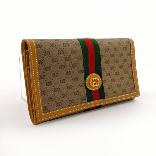 GUCCI Long Wallet Purse 035・150 GG Supreme canvas, leather Brown Sherry line
