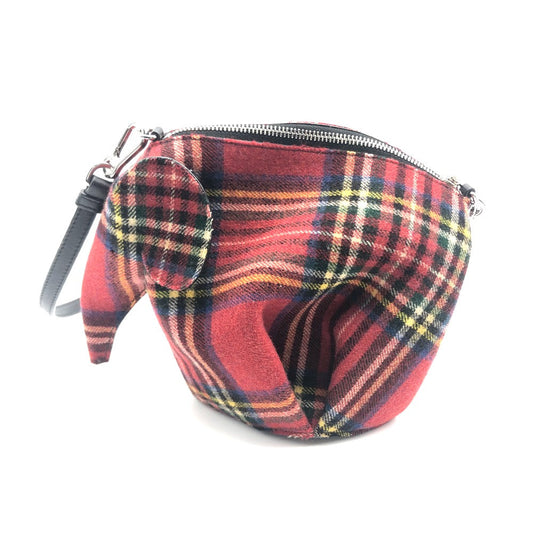 LOEWE Shoulder Bag 118.50.M93 Canvas / leather Red typex multicolor Check Pattern Mini bag Women Used Authentic