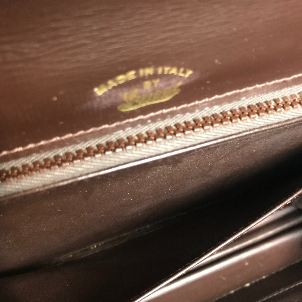 GUCCI Handbag leather Brown x Gold Metal Old Gucci accordion Women Used Authentic