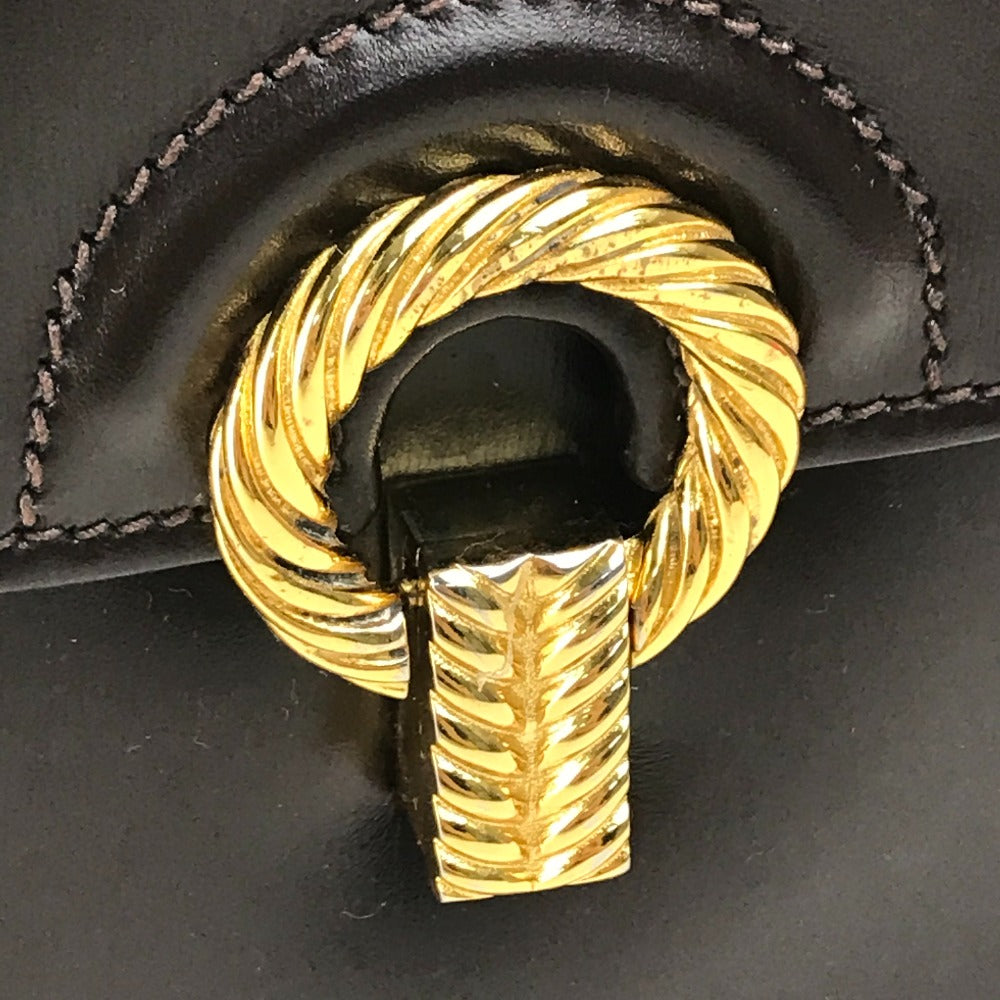 GUCCI Handbag leather Brown x Gold Metal Old Gucci accordion Women Used Authentic