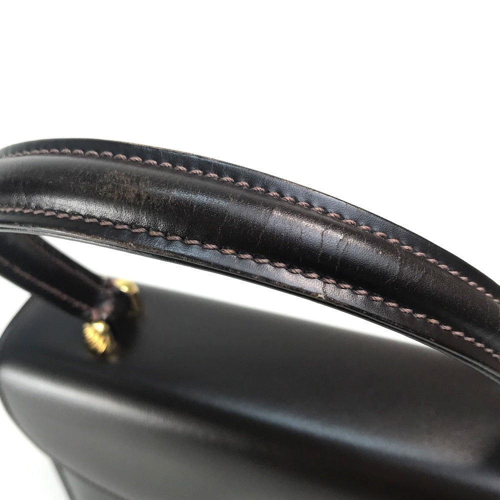 GUCCI Handbag leather Brown x Gold Metal Old Gucci accordion Women Used Authentic