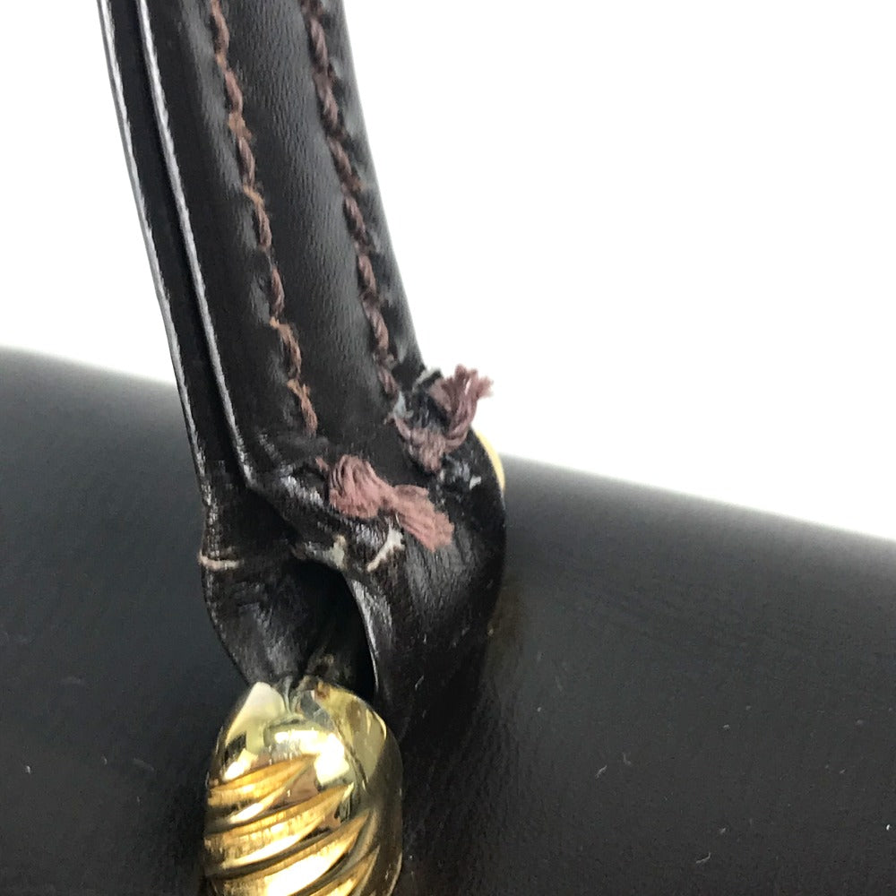 GUCCI Handbag leather Brown x Gold Metal Old Gucci accordion Women Used Authentic
