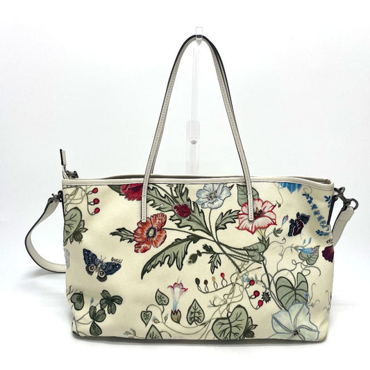 GUCCI Shoulder Bag 353437 Leather / PVC Ivoryx multicolor Bag 2WAY Tote Bag Flora floral pattern Kris knight Women Used Authentic