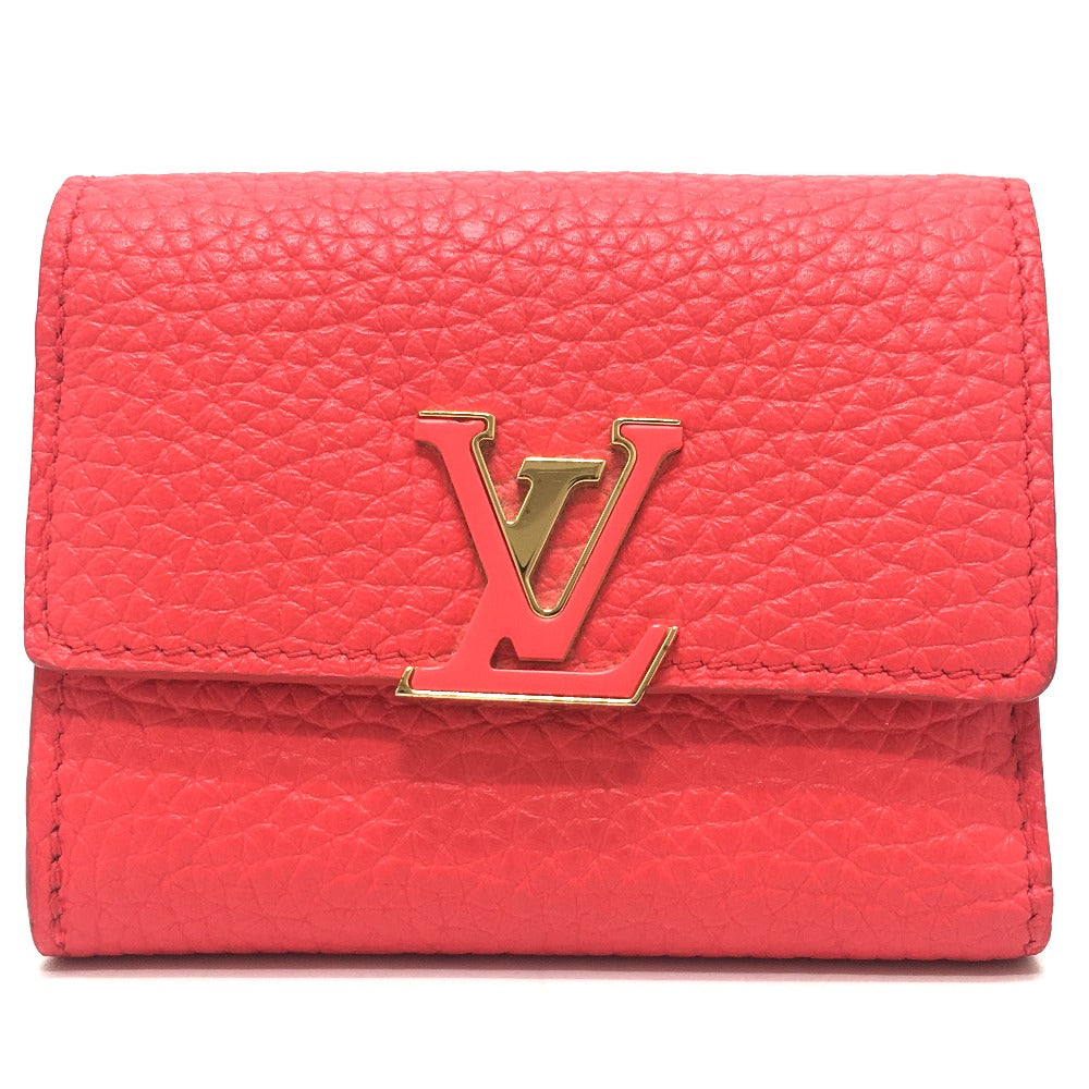 LOUIS VUITTON Trifold wallet M69069 Taurillon Clemence Leather Red Japan limited Portefeuille Capucines XS Women Used Authentic