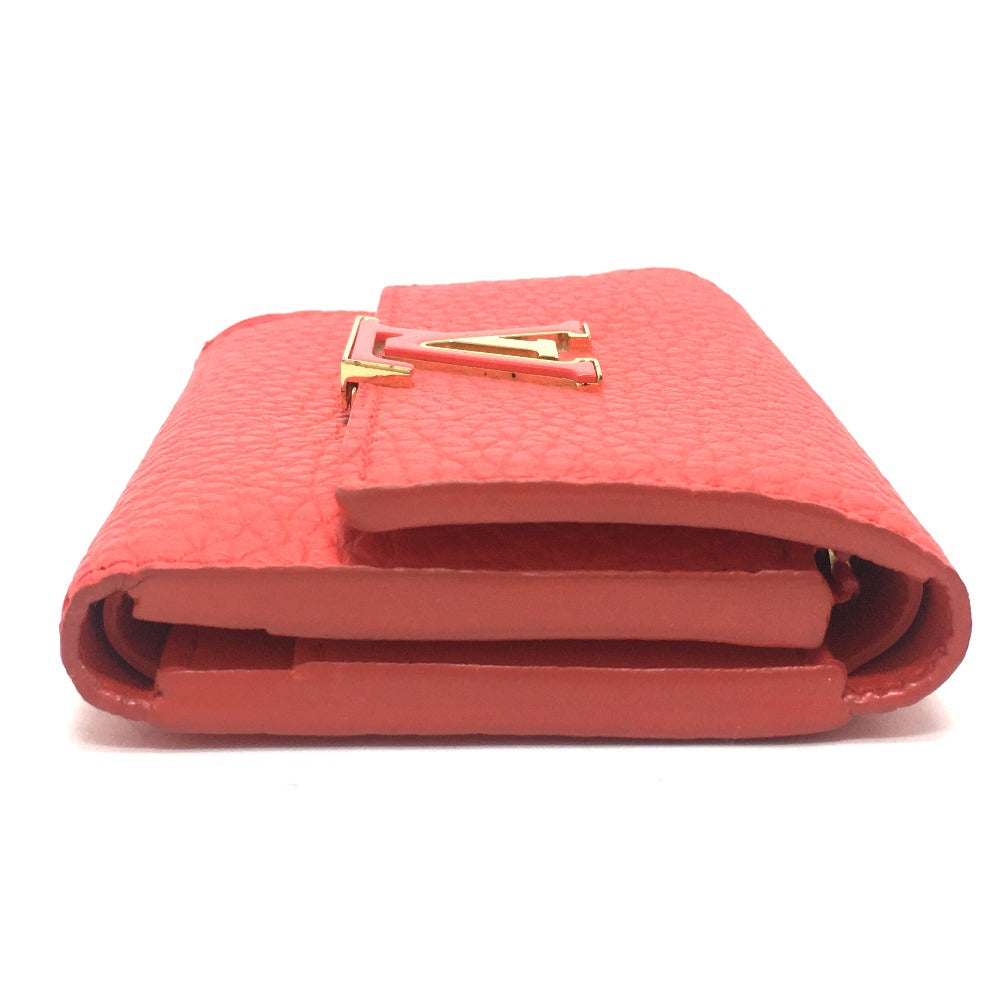 LOUIS VUITTON Trifold wallet M69069 Taurillon Clemence Leather Red Japan limited Portefeuille Capucines XS Women Used Authentic