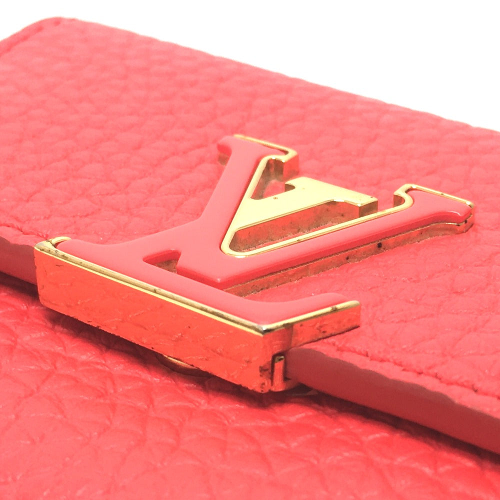 LOUIS VUITTON Trifold wallet M69069 Taurillon Clemence Leather Red Japan limited Portefeuille Capucines XS Women Used Authentic