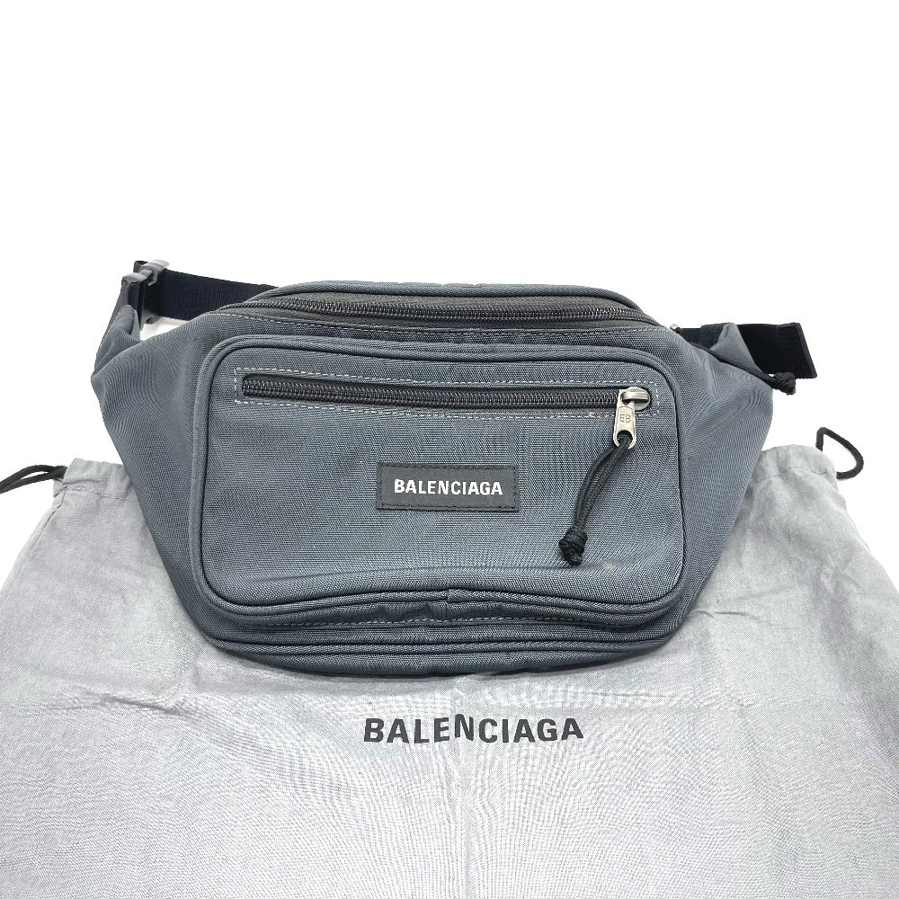 BALENCIAGA Waist bag 482389 Nylon Gray Waist pouch Explorer mens(Unisex) Used Authentic