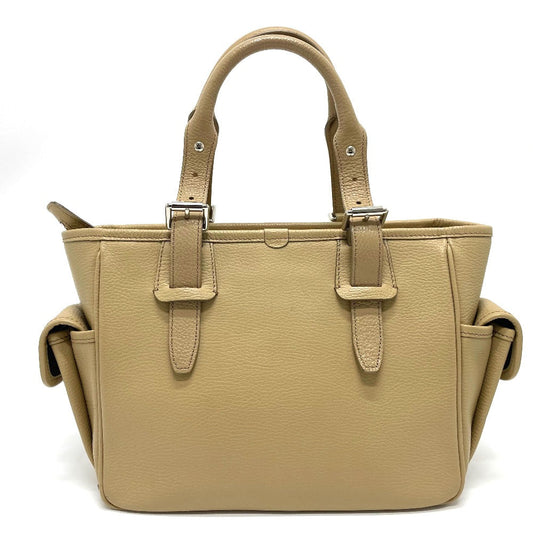 BURBERRY Handbag leather beige logo Side pocket Women Used Authentic