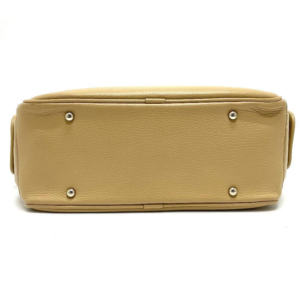 BURBERRY Handbag leather beige logo Side pocket Women Used Authentic