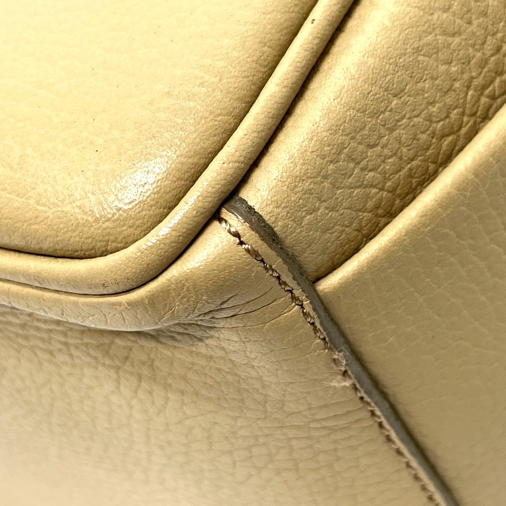 BURBERRY Handbag leather beige logo Side pocket Women Used Authentic