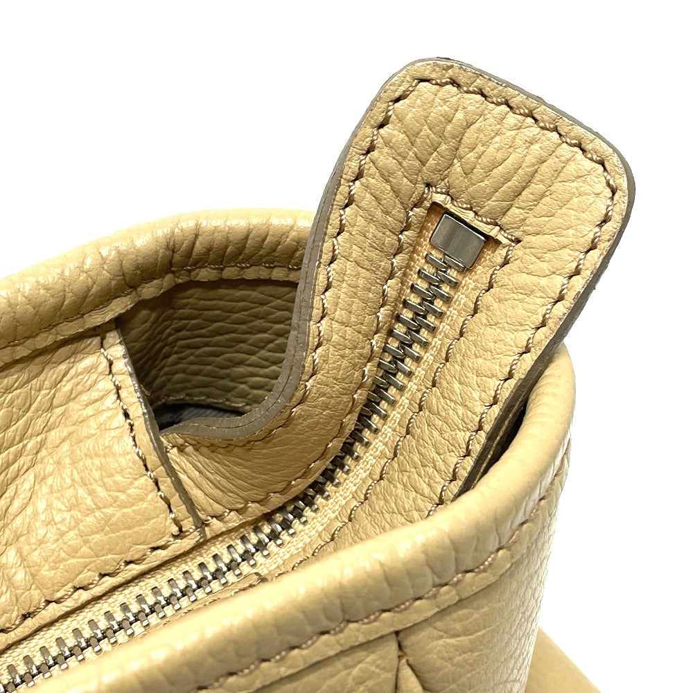 BURBERRY Handbag leather beige logo Side pocket Women Used Authentic
