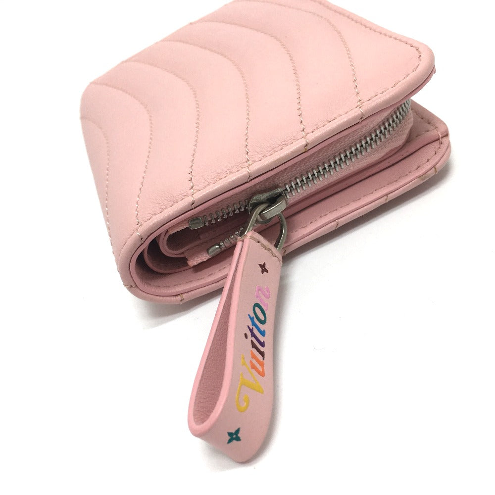 LOUIS VUITTON Folded wallet M63791 leather pink LVMetal New wave zip Women Used Authentic