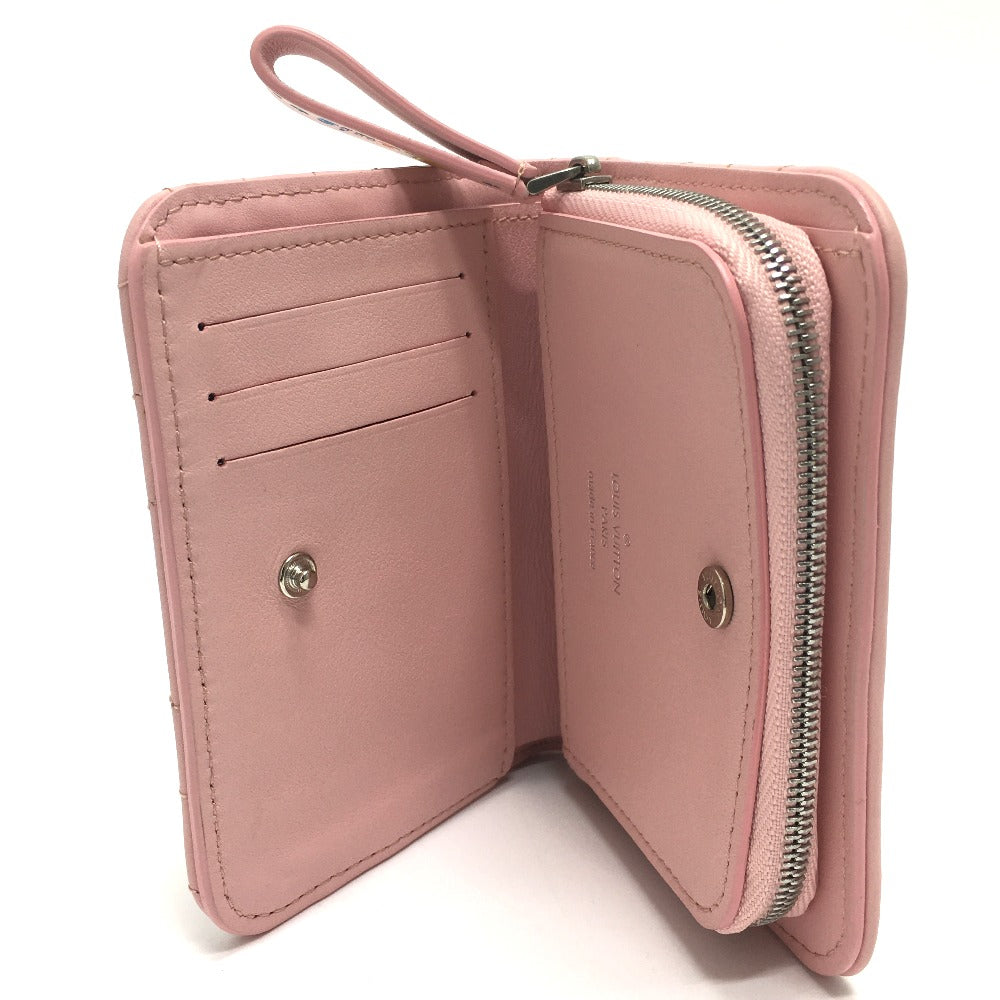 LOUIS VUITTON Folded wallet M63791 leather pink LVMetal New wave zip Women Used Authentic