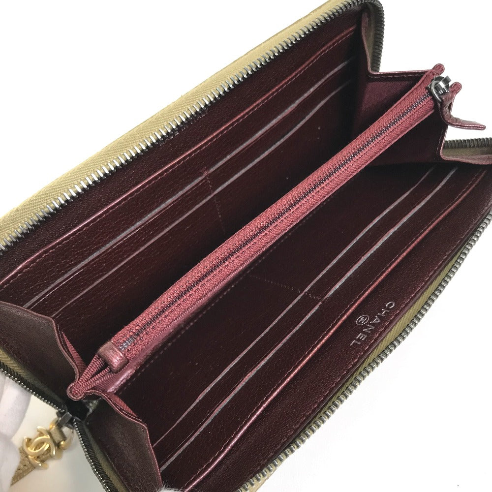 CHANEL Long Wallet Purse lambskin Gold x Brown Gradation Matrasse Women Used Authentic