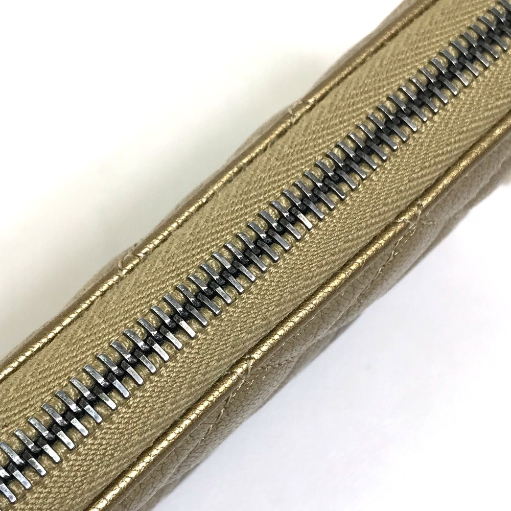 CHANEL Long Wallet Purse lambskin Gold x Brown Gradation Matrasse Women Used Authentic