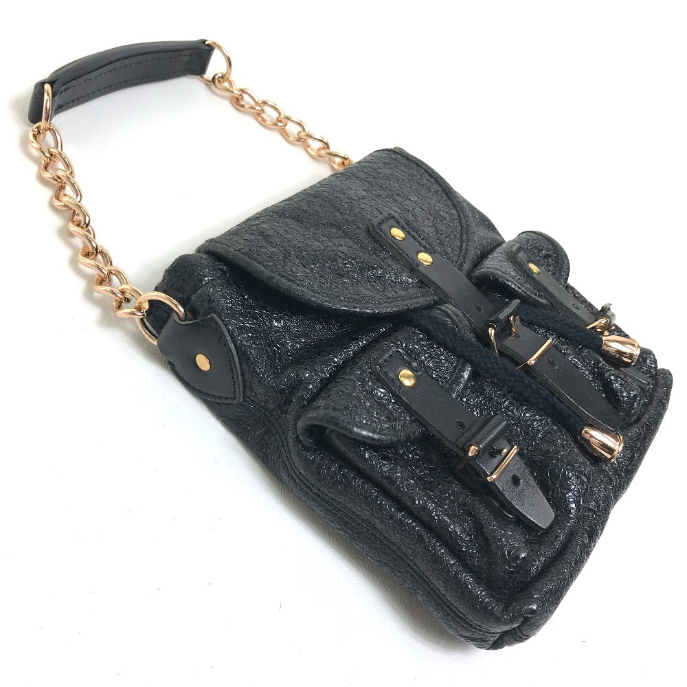 BALENCIAGA Handbag 128520 Embossed leather black One handle Chain Women Used Authentic