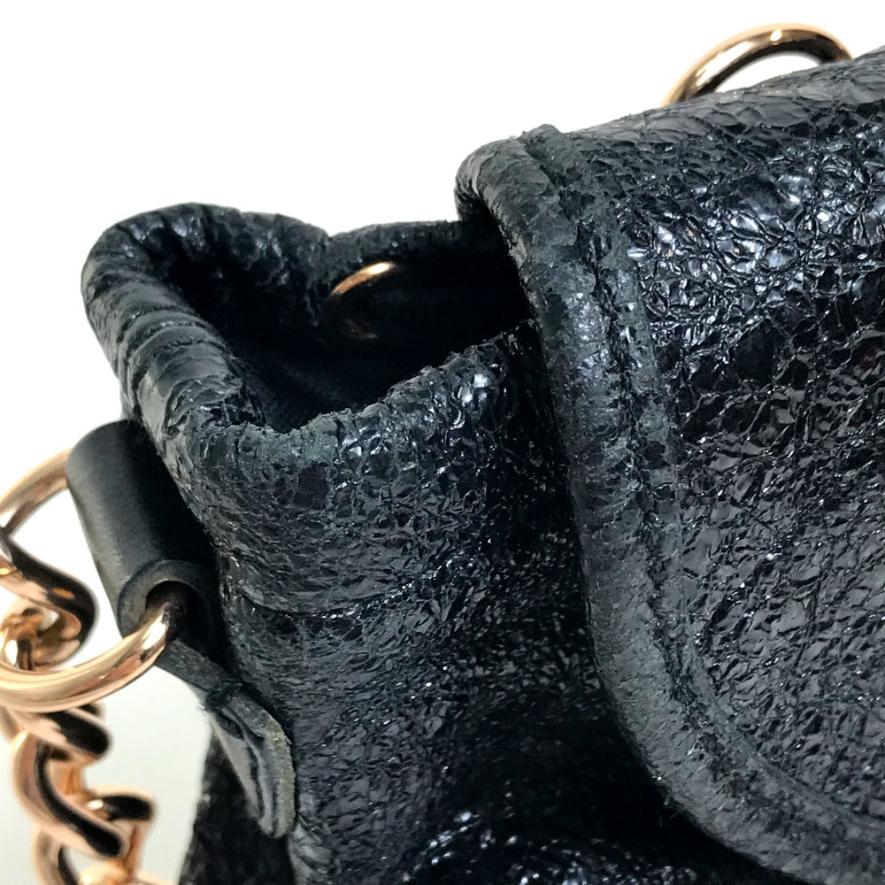 BALENCIAGA Handbag 128520 Embossed leather black One handle Chain Women Used Authentic