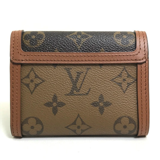 LOUIS VUITTON Trifold wallet M68725 Monogram reverse canvas Brown Monogram reverse Portefeuille Dauphine Compact Women Used Authentic
