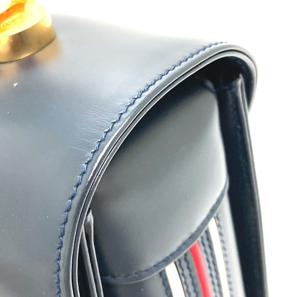 GUCCI Handbag 000.109.0121 leather Navy turn lock sideline Handbag Women Used Authentic