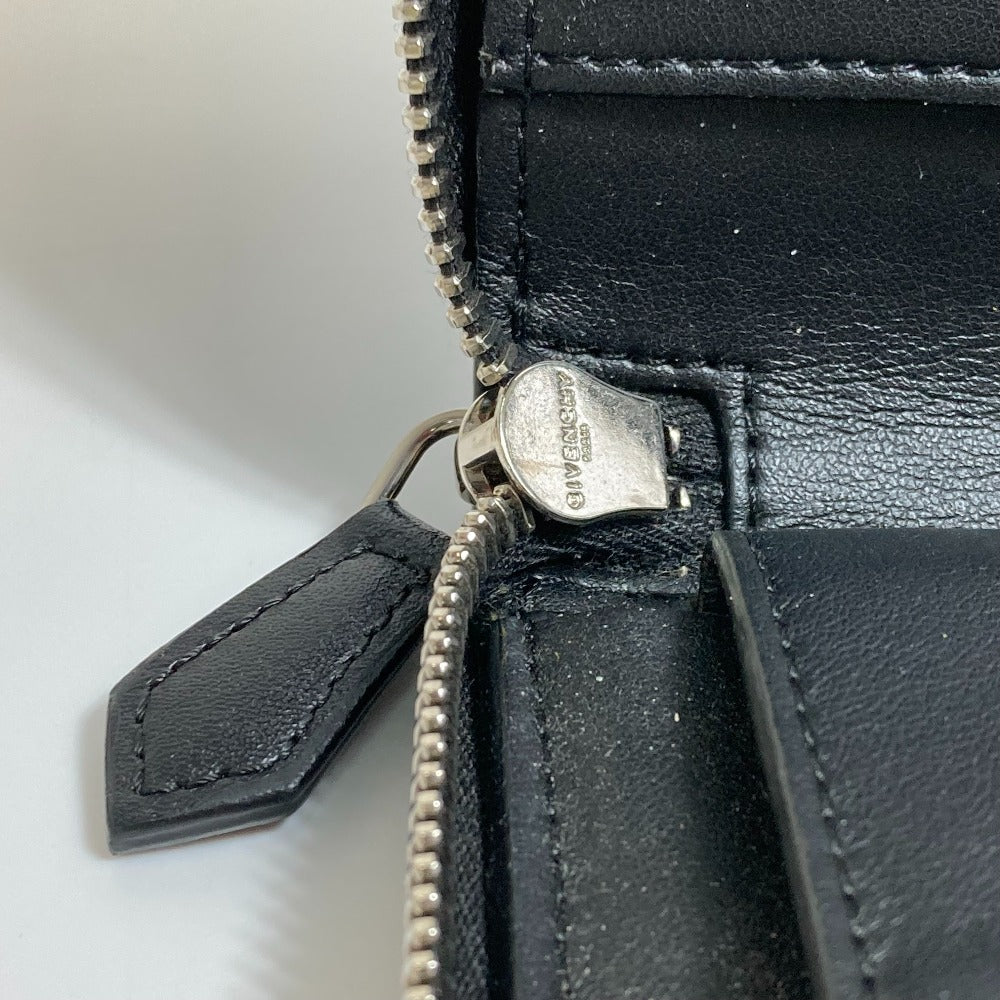 GIVENCHY Long Wallet Purse leather black I FEEL LOVE organizer mens Used Authentic