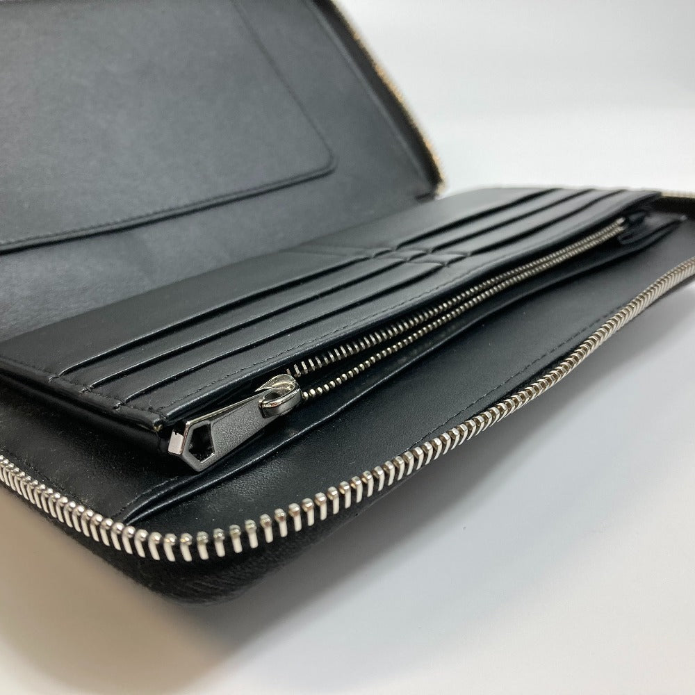 GIVENCHY Long Wallet Purse leather black I FEEL LOVE organizer mens Used Authentic