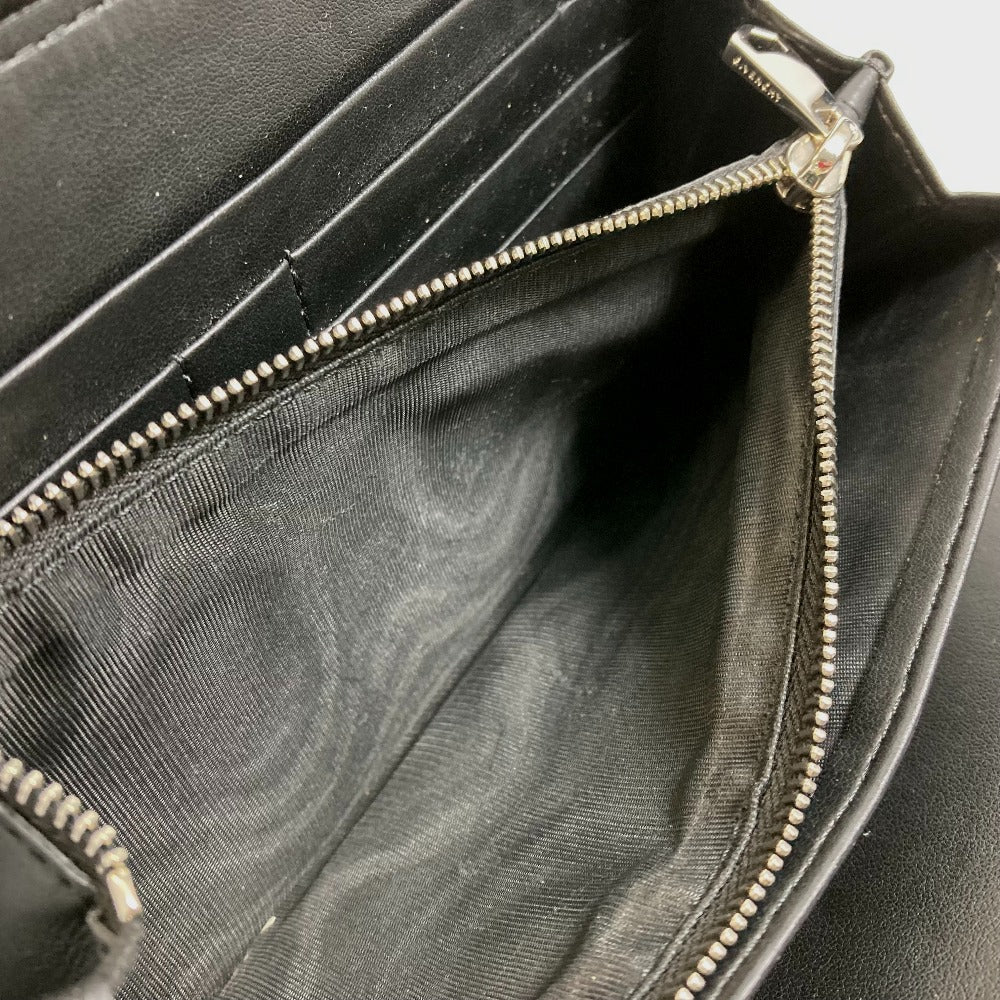 GIVENCHY Long Wallet Purse leather black I FEEL LOVE organizer mens Used Authentic