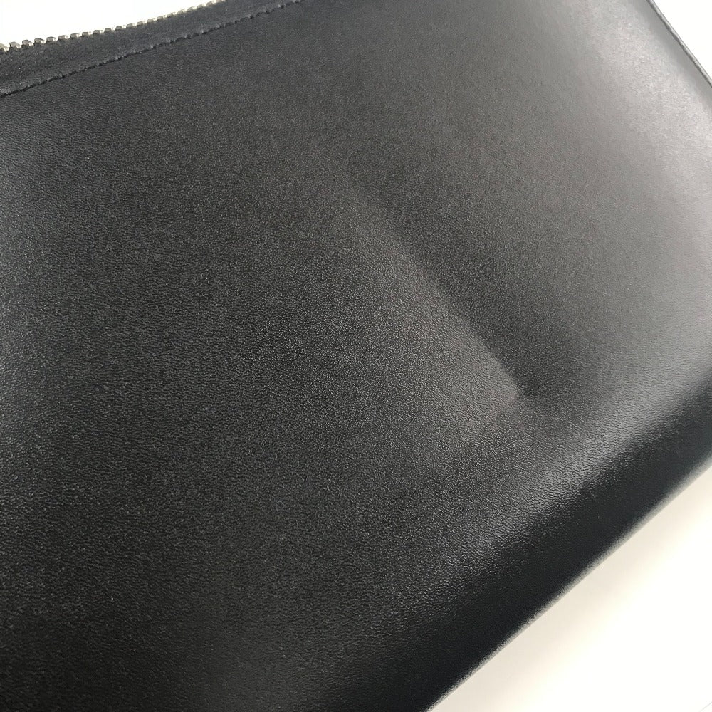 GIVENCHY Long Wallet Purse leather black I FEEL LOVE organizer mens Used Authentic