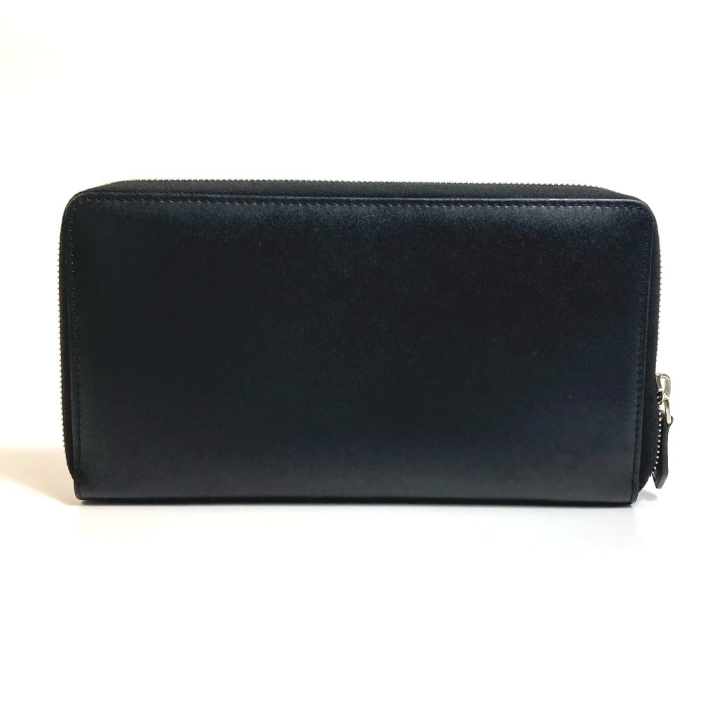 GIVENCHY Long Wallet Purse leather black I FEEL LOVE organizer mens Used Authentic
