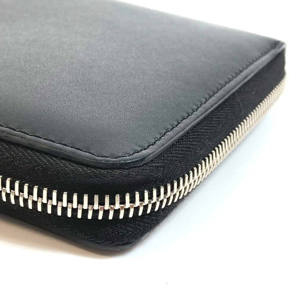 GIVENCHY Long Wallet Purse leather black I FEEL LOVE organizer mens Used Authentic