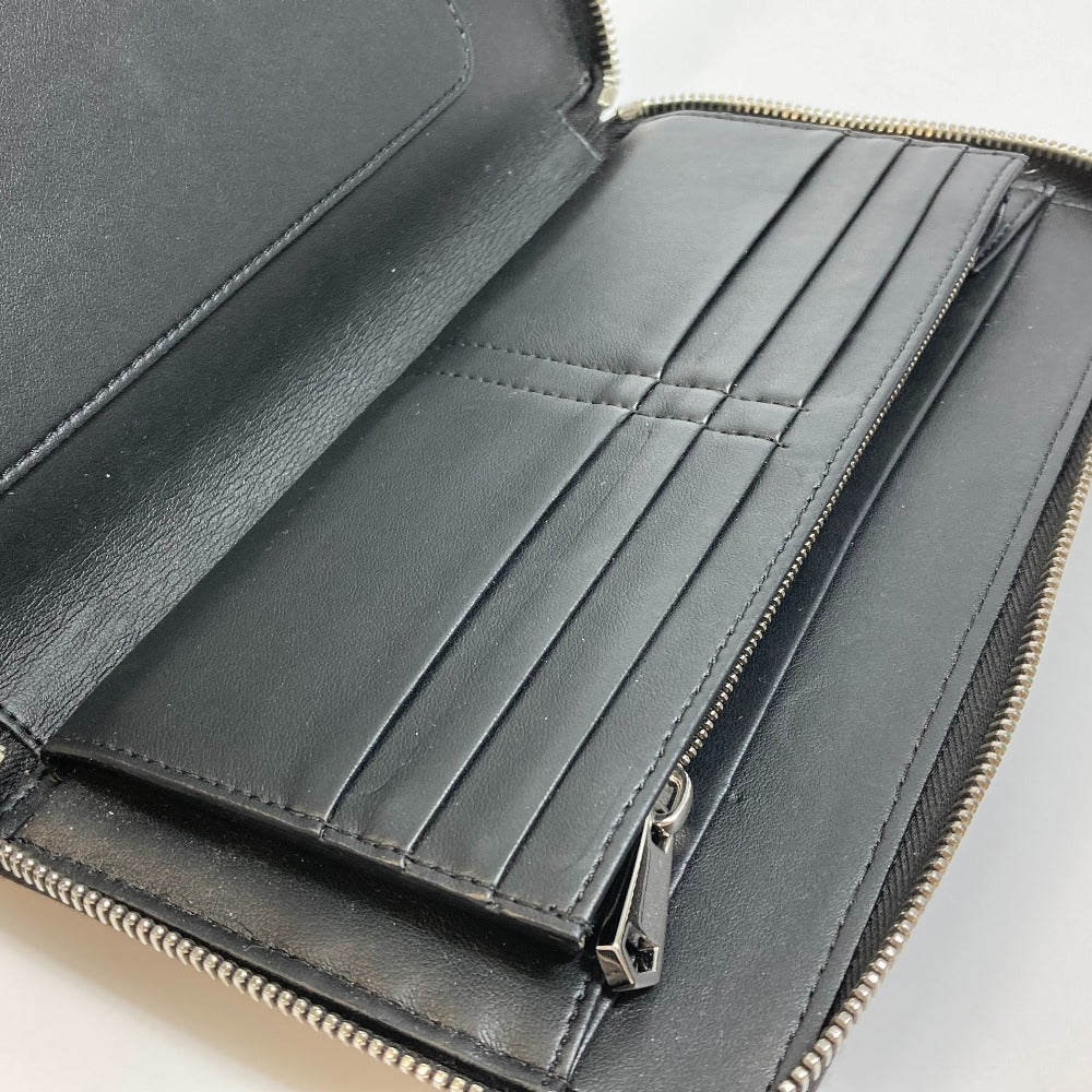 GIVENCHY Long Wallet Purse leather black I FEEL LOVE organizer mens Used Authentic