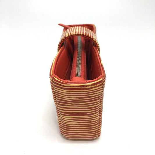 CHANEL Pouch Patent leather Red type CC COCO Mark border Women Used Authentic