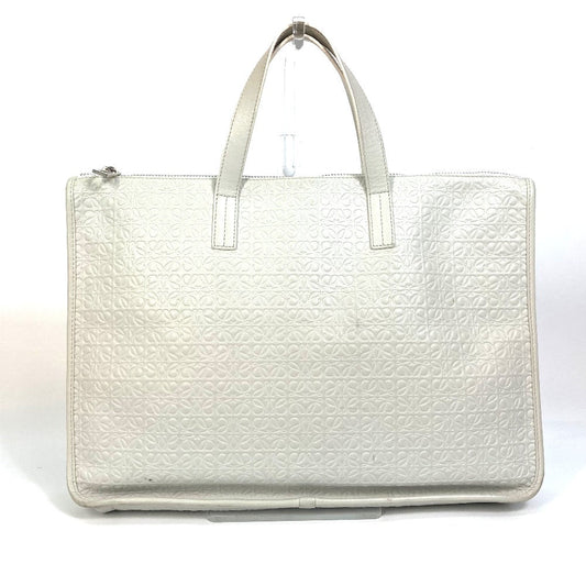 LOEWE Tote Bag leather white anagram Briefcase Business bag unisex(Unisex) Used Authentic