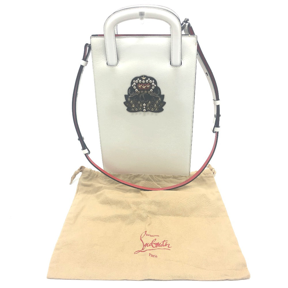 Christian Louboutin Tote Bag leather white emblem trick truck Tote Bag mens Used Authentic
