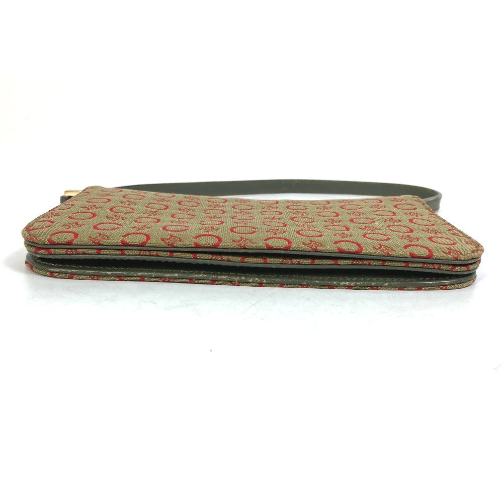 CELINE Accessory pouch Canvas / leather Red C Macadam Handbag Women Used Authentic