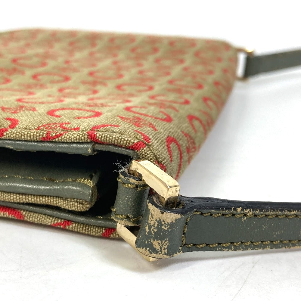 CELINE Accessory pouch Canvas / leather Red C Macadam Handbag Women Used Authentic